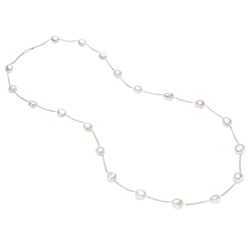 O Jewelry Baroque Cultured White Pearl Necklace (13-14 mm)