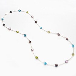 O Jewelry Silver Multi-colored FW Baroque Pearl Necklace (9-10 mm)