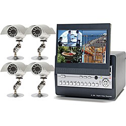 Q-See 4-Channel H.264 Network DVR with 7-inch Monitor with 4 CCD Cameras 