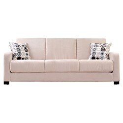 Trace Convert-a-Couch Khaki Beige Microfiber Futon Sofa Sleeper