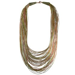 Southwest Moon Sterling Silver Mixed Metals 60-strand Necklace