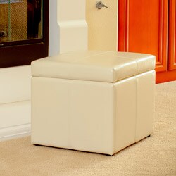 Square Ivory Cube Storage Ottoman