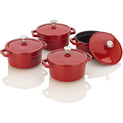 Fagor Michelle B Mini Red Enameled Cast Iron Dutch Ovens (Set of 4)