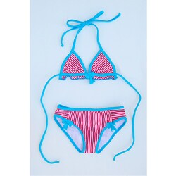 Azul Swimwear Girl's Red Stripe Triangle Bikini
