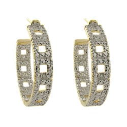 Finesque Gold Overlay Diamond Accent Hoop Earrings (I-J, I2-I3)