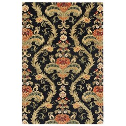 Hand-tufted Black/ Green Wool Rug (8' x 11')