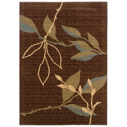Brown/ Green Floral Area Rug (9'2 x 12'5)