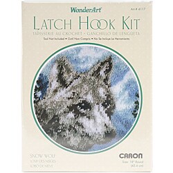 Wonderart Latch Hook 18-inch Round Snow Wolf Kit 