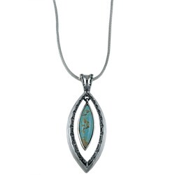 Southwest Moon Sterling Silver #8 Turquoise Marquise Necklace