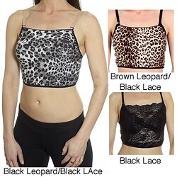 The Mini Cami Women's Leopard and Black Scallop Lace Mini Camisoles (Pack of 2)