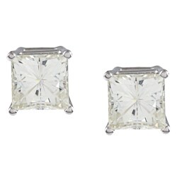 14k White Gold Princess-cut Moissanite Stud Earrings