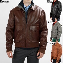 United Face Men's Lambskin Leather Bomber Jacket