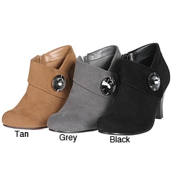 Story Women's Suede Ankle Rhinestone Embellished Bootie
