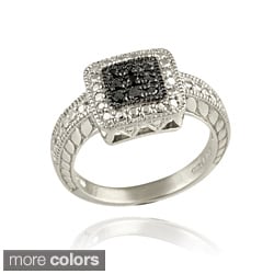 DB Designs Sterling Silver 1/10ct TDW Colored Diamond Square Ring