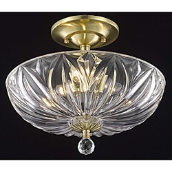 Crystal 3-light Gold Flush-mount Chandelier