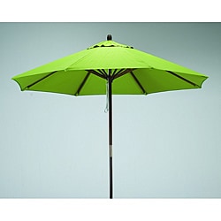 Premium 9-foot Round Lime Green Wood Patio Umbrella