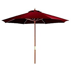 Premium 9-foot Round Brick Red Wood Patio Umbrella