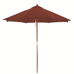 Premium 9-foot Round Brick Red Wood Patio Umbrella