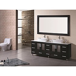 Design Element Stanton 72-inch Double-sink Bathroom Vanity with Vessel Sinks