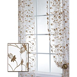Fiona Floral Off White Embroidered Organza 96-inch Sheer Curtain Panel 
