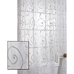 Bleuit Floral White Embroidered Organza 96-inch Sheer Curtain Panel 