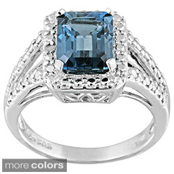 Glitzy Rocks Silver 2 1/4ct TGW Amethyst and Diamond Accent Ring