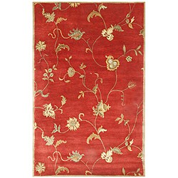 Hand-tufted Red/ Gold Wool Rug (3'6 x 5'6)