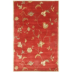 Hand-tufted Diana Red Floral Wool Rug (8' x 11')