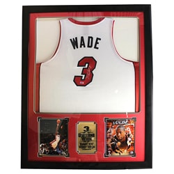 Dwayne Wade Autographed Jersey in Deluxe Frame (36 x 44)