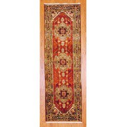 Indo Hand-Knotted Heriz Rust and Brown Wool Rug ( 2 Ft 6 In x 8 Ft )