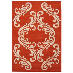 Hand-made Sabrina Orange Wool Rug (8' x 10')