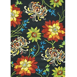 Hand-hooked Coventry Black Floral Rug (7'6 x 9'6)