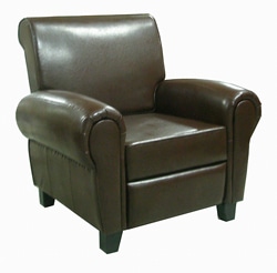Espresso Leather Accent Recliner Club Chair