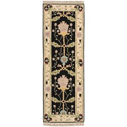 Flatweave Reversible Sedona Black Wool Rug (2'6 x 8')