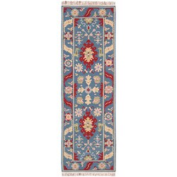 Flatweave Reversible Sedona Blue Wool Rug (2'6 x 8')
