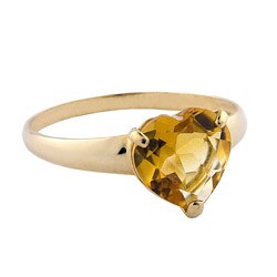10k Yellow Gold Heart-cut Citrine Solitaire Ring