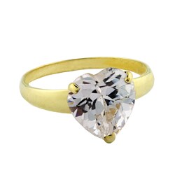 10k Yellow Gold Heart-cut Clear Cubic Zirconia Solitaire Ring