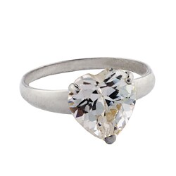 10k White Gold Heart-cut Clear Cubic Zirconia Solitaire Ring