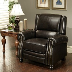 Sierra Dark Brown Pushback Italian Leather Recliner