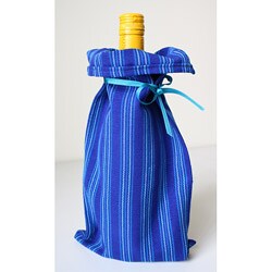 Blue Stripe Wine Bottle Sleeve (Guatamala)