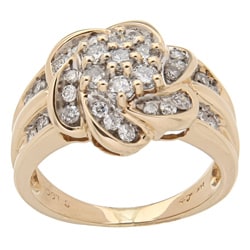 14k Yellow Gold 1 1/3ct TDW Diamond Cluster Estate Ring (H-I, I1-I2)