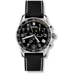 Victorinox Swiss Army Men's 'Chrono Classic' Black Dial Leather Watch