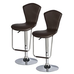 Deep Brown Stitched Adjustable Swivel Stools (Set of 2)