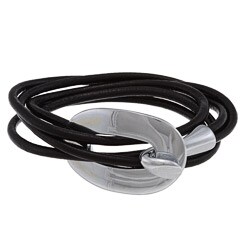 NEXTE Jewelry Silvertone Black Cord 3-row Wrap-around Bracelet