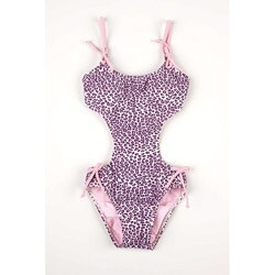 Azul Swimwear Girl's Purple Leopard Monokini
