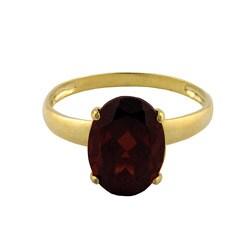 10k Yellow Gold Oval-cut Garnet Solitaire Ring