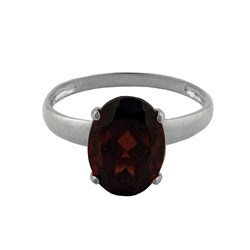 10k White Gold Oval-cut Garnet Solitaire Ring