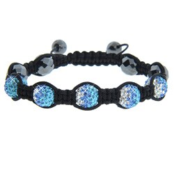 Eternally Haute Light Blue/ White Crystal and Hematite Macrame Bracelet