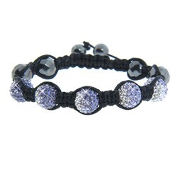 Eternally Haute Purple/ White Crystal and Hematite Macrame Bracelet