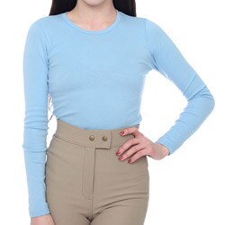 American Apparel Women's Baby Rib Long-sleeve Baby Blue Tee 
